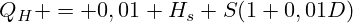 Q_H = 0,01 H_s S(1+0,01D)